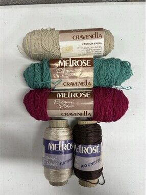 Melrose Designers Choice Cravenella/Rayonette Mixed Color 3 Skein 2 Spool Lot